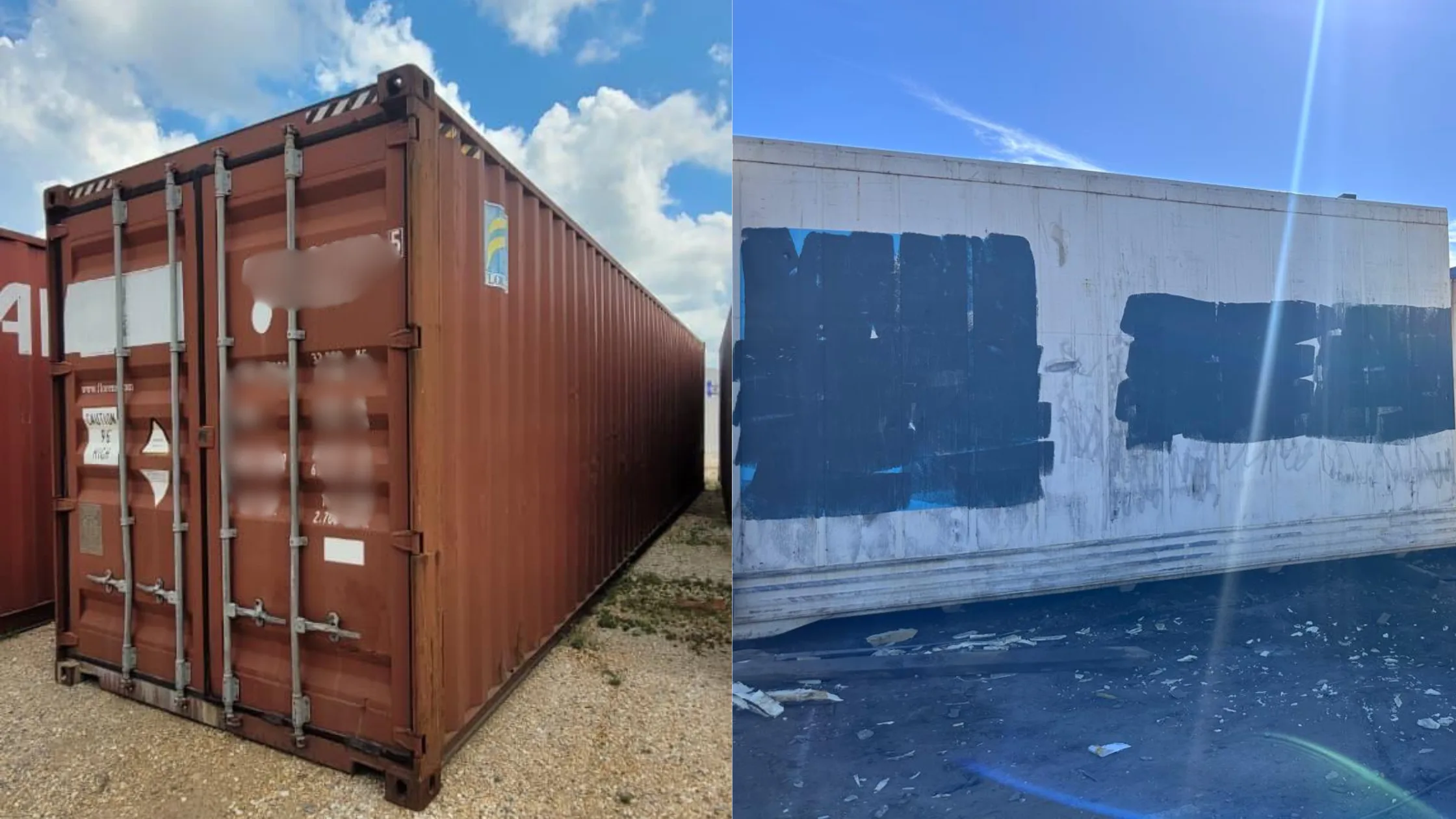 Comparação visual entre container Dry e container Reefer